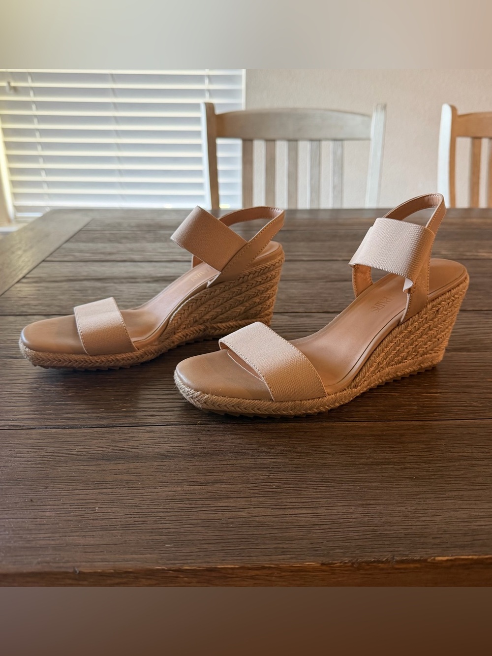 NEW Dream Pairs Espadrille Sandals Women’s 8 Nude Tan Wedge Elastic Ankle Band